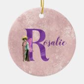 Campy Paars Shimmer Fairy Letter R Persoonlijk Keramisch Ornament (Voorkant)