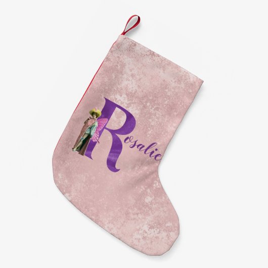 Campy Paars Shimmer Fairy Letter R Persoonlijk Kleine Kerstsok (Voorkant (Hangend))