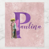 Campy Paars Shimmer Illustrated Letter P Wijn Etiket (Enkel label)