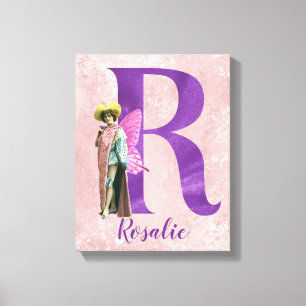 Campy Paars Shimmer Illustrated Letter R Canvas Afdruk
