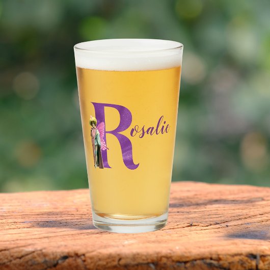 Campy Paars Shimmer Illustrated Letter R Glas