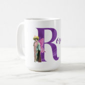 Campy Paars Shimmer Illustrated Letter R Koffiemok (Voorkant links)