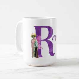 Campy Paars Shimmer Illustrated Letter R Koffiemok