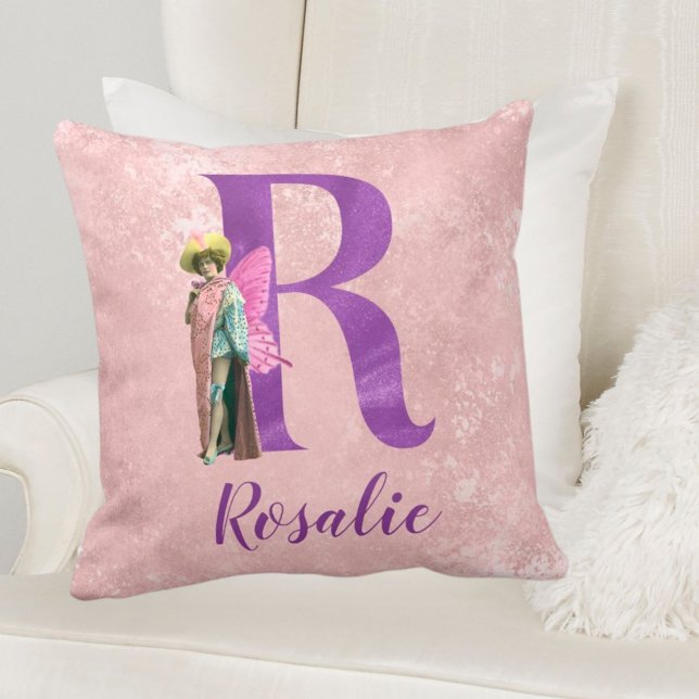 Campy Paars Shimmer Illustrated Letter R Kussen (Creator heeft geüpload)