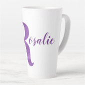 Campy Paars Shimmer Illustrated Letter R Latte Mok (Rechterhoek)