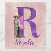 Campy Paars Shimmer Illustrated Letter R Wijn Etiket (Enkel label)