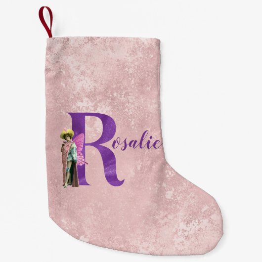Campy Purple Shimmer Fairy Letter R Personalized Kleine Kerstsok (Voorkant)