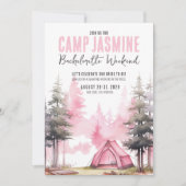Campy Roze Camping Meisjesuitje Kaart (Voorkant)