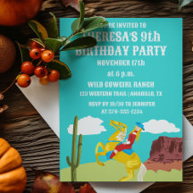 Campy Western cowgirl op paard aangepaste verjaard