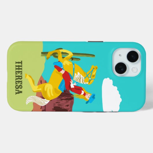 Campy Western cowgirl op paard gepersonaliseerd Case-Mate iPhone Case (Achterkant (horizontaal))