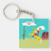 Campy Western cowgirl op paard gepersonaliseerd Sleutelhanger (Voorkant)