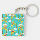 Campy Western cowgirl op paard gepersonaliseerd Sleutelhanger (Achterkant)