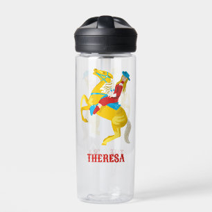 Campy Western cowgirl op paard gepersonaliseerd Waterfles