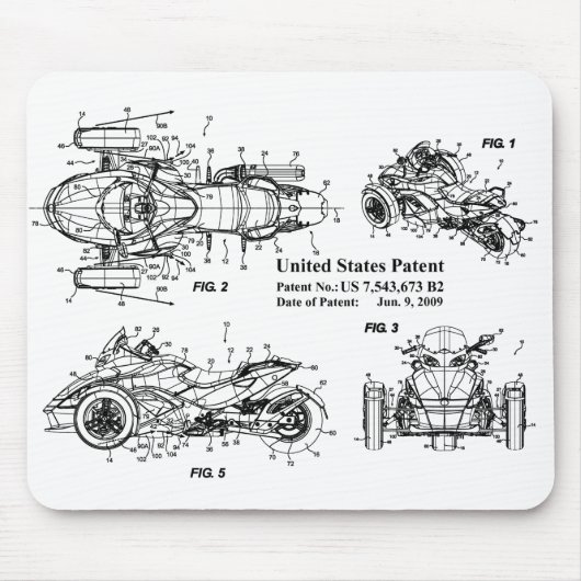 Can Am Spyder, US Patent Application Mousepad Muismat (Voorkant)