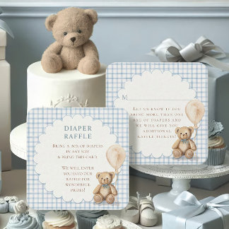 Can Bearly Wait Teddy Bear Diapers Boy Baby Shower Informatiekaartje
