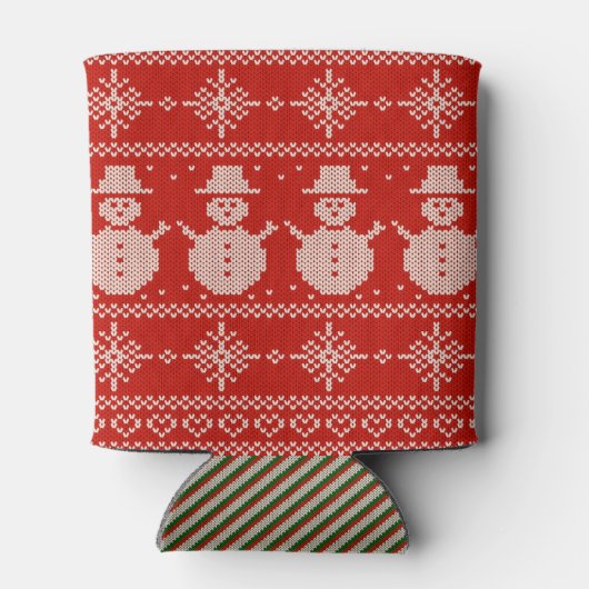 Can Cooler small Ugly Sweater with Snowmen Knit (Achterkant)