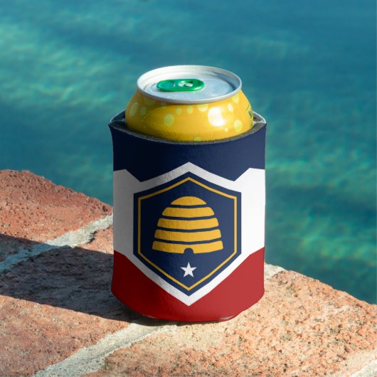 Can Cooler with new flag of Utah State, USA (Insitu Zwembad)