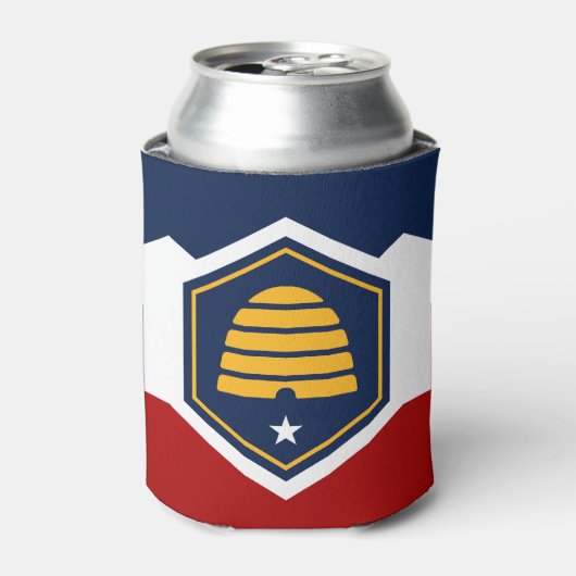 Can Cooler with new flag of Utah State, USA (Blikje Voorkant)
