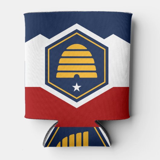Can Cooler with new flag of Utah State, USA (Voorkant)