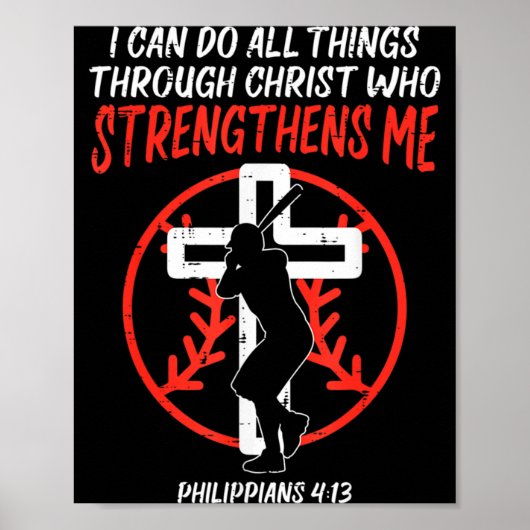 Can Do All Things Baseball Religious Christian Men Poster (Voorkant)