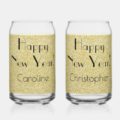 Can Glass Gold || Retro Name Happy New Year Blikvorm Glas (Voorkant)