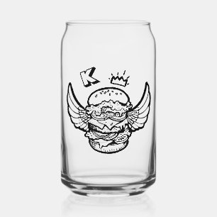 Can Glass met een hamburger. Blikvorm Glas