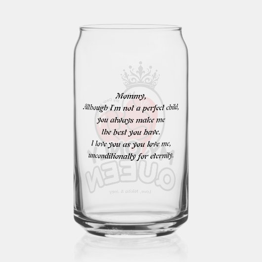 Can Glass: Mijn enige koningin Blikvorm Glas (Achterkant)