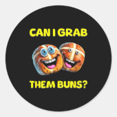 Can I Grab Them Buns_ Funny Easter Hot Cross Buns  Ronde Sticker (Voorkant)