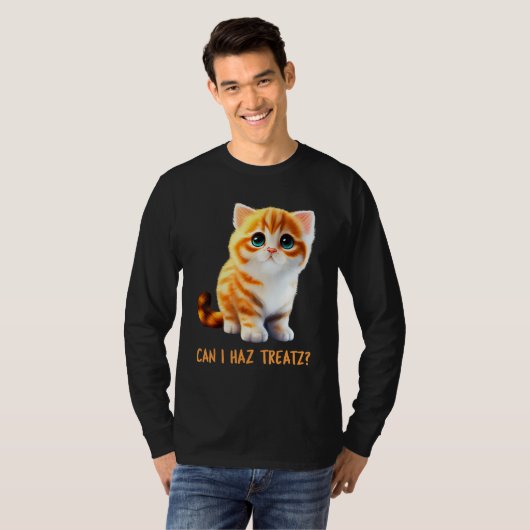 Can I Haz Treatz Cute Cat Baby Talk Kitten Beautif T-shirt (Voorkant volledig)