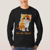 Can I Haz Treatz Cute Cat Baby Talk Kitten Beautif T-shirt (Voorkant)