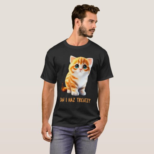 Can I Haz Treatz Cute Cat Baby Talk Kitten Beautif T-shirt (Voorkant volledig)