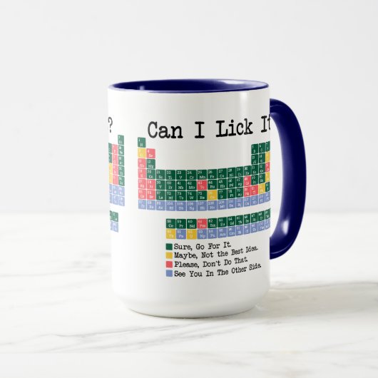 Can I Lick It Chemistry Periodic Table–Fun Science Mok (Voorkant rechts)