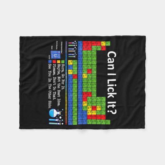 Can I Lick It Periodic Table Chart Science Teacher Fleece Deken (Voorkant (Horizontaal))