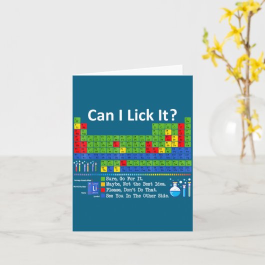 Can I Lick It Periodic Table Chart Science Teacher Kaart (Gele Bloem)