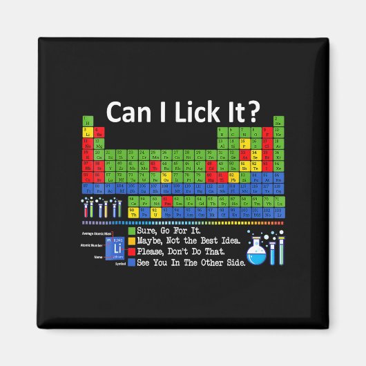 Can I Lick It Periodic Table Chart Science Teacher Magneet (Voorkant)