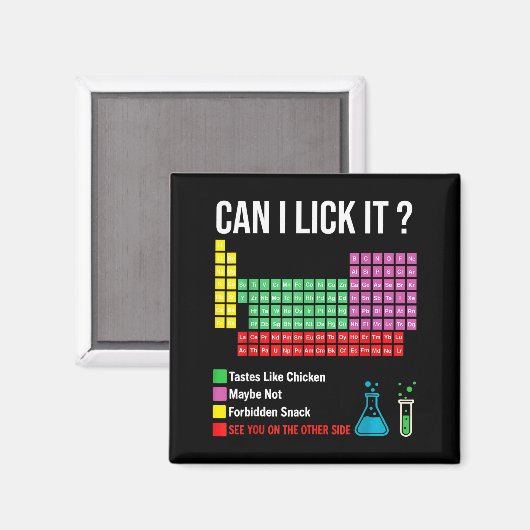 Can I Lick It Periodic Table Chart Science Teacher Magneet (Voorkant / Achterkant)