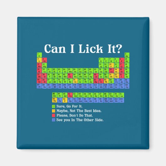 Can I Lick It Periodic Table Chart Science Teacher Magneet (Voorkant)