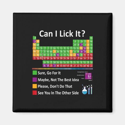 Can I Lick It Periodic Table Chart Science Teacher Magneet (Voorkant)
