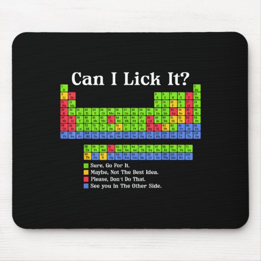 Can I Lick It Periodic Table Chart Science Teacher Muismat (Voorkant)