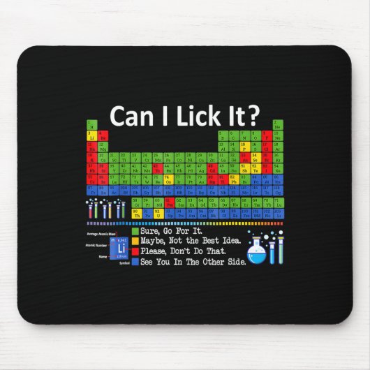 Can I Lick It Periodic Table Chart Science Teacher Muismat (Voorkant)