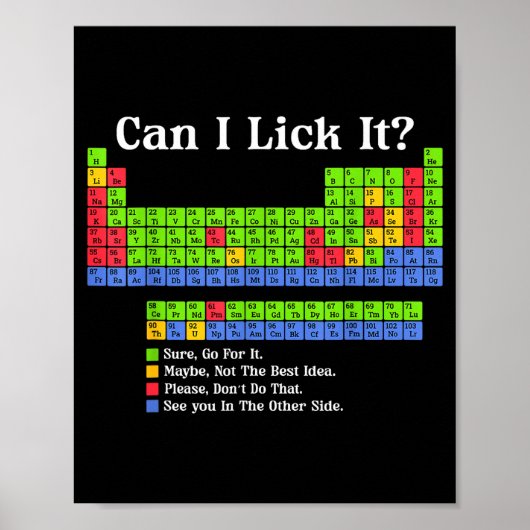Can I Lick It Periodic Table Chart Science Teacher Poster (Voorkant)