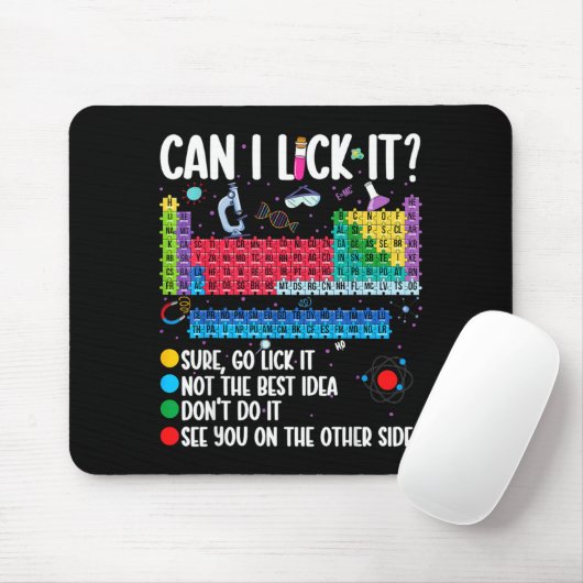 Can I Lick It Periodic Table Funny Science Chemist Muismat (Met muis)