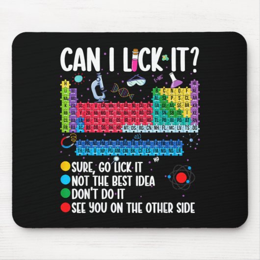 Can I Lick It Periodic Table Funny Science Chemist Muismat (Voorkant)