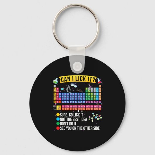 Can I Lick It Periodic Table Funny Science Chemist Sleutelhanger (Voorkant)