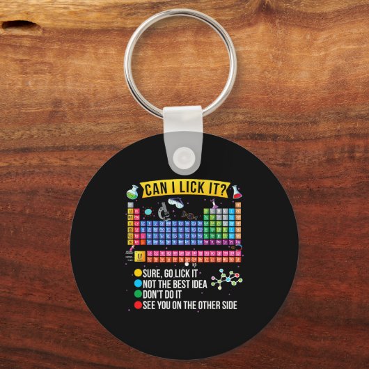 Can I Lick It Periodic Table Funny Science Chemist Sleutelhanger (Voorkant)