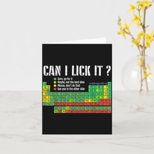 Can I Lick It Periodic Table Funny Science Teacher Kaart (Gele Bloem)