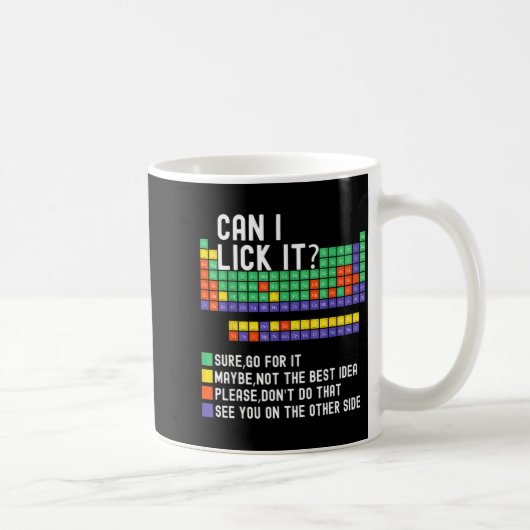 Can I Lick It Periodic Table Funny Science Teacher Koffiemok (Rechts)