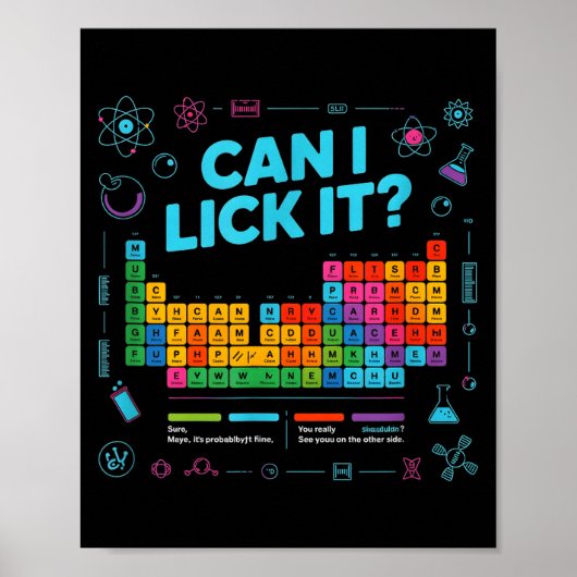 Can I Lick It Tee Funny Periodic Table Teacher Coo Poster (Voorkant)