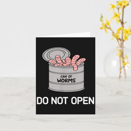 Can Of Worms Do Not Open, Funny, Jokes, Sarcastic  Kaart (Gele Bloem)