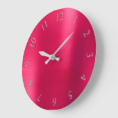 Can Pink Blush Glitter Grijs Zilver US UK Nummers Grote Klok (Hoek)